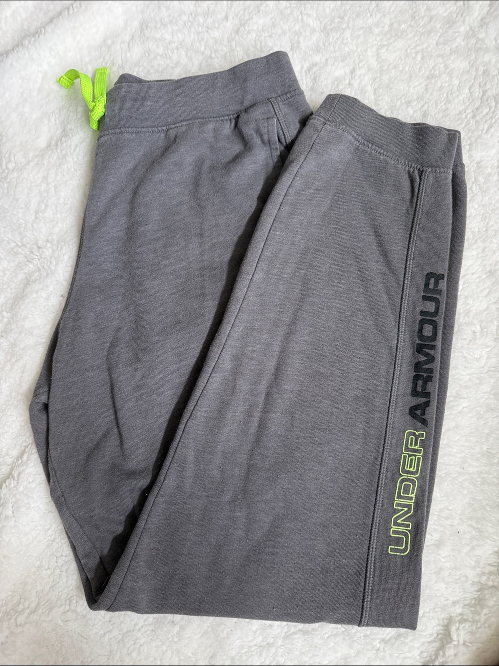 Under Armour Gray Joggers with Neon Green Drawstring